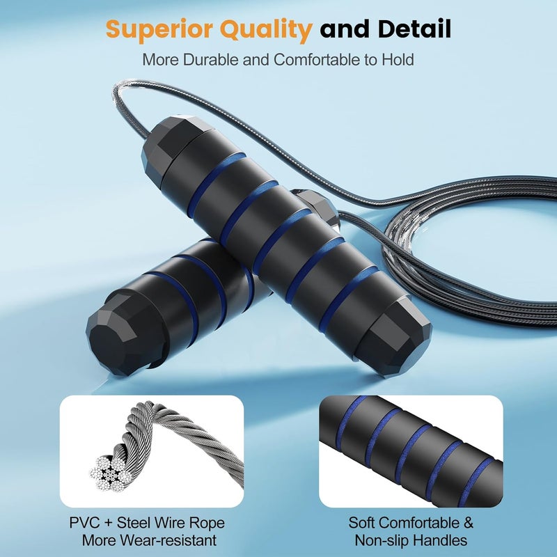 SKIFUL Jump Rope,Tangle-Free Rapid Speed Jump Rope with Ball Bearings for Men,Women and Kids,Adjustable Steel Skipping Rope with Ergonomic Foam Handles,A Ideal Equipment and Accessories for Workout,Fitness,Exercise,Home Gym,Slim Body - Image 4
